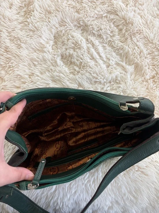 Tignanello Forest Green Suede Shoulder Bag - Picture 5 of 7